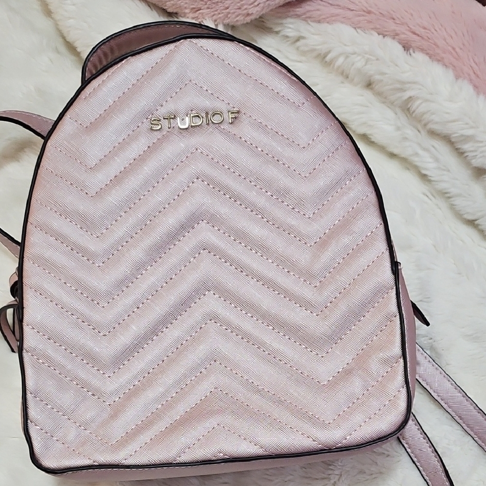 Studio Pink Chevron Quilted Backpack